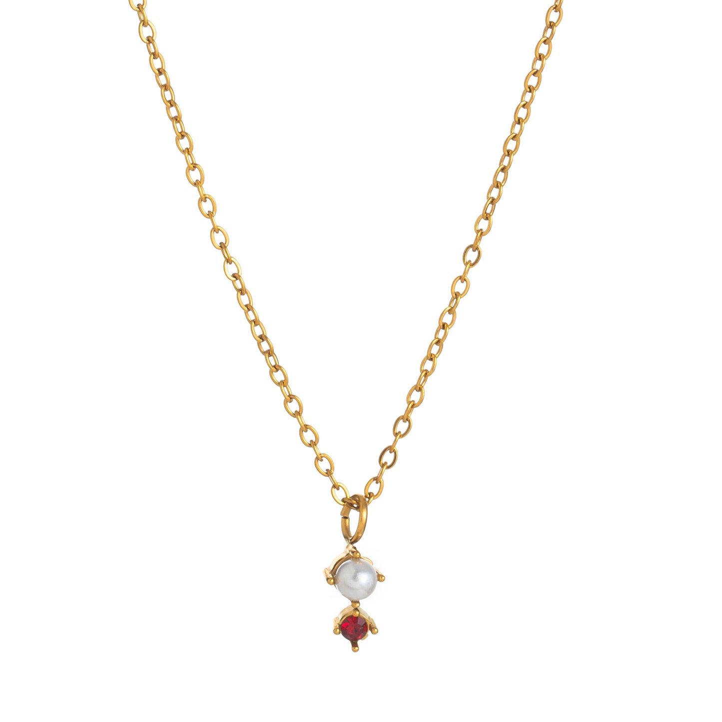 Titanium Steel 12 Birthstone Zircon Womens Necklace