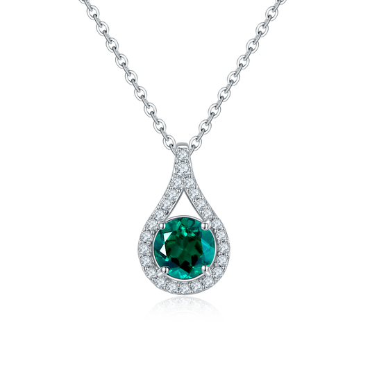 S925 Silver Teardrop Halo Necklace