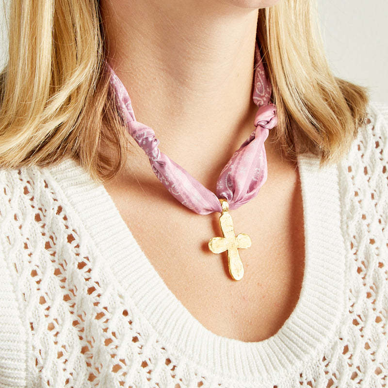 Stainless Steel Heart And Cross Pendant Necklace