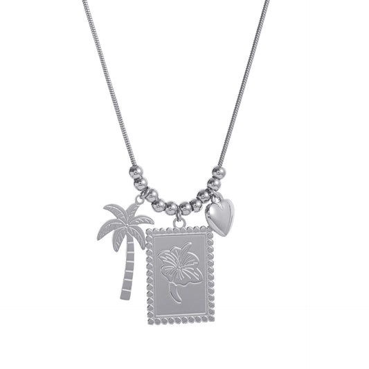 Stainless Steel Cool Coconut Tree Necklace