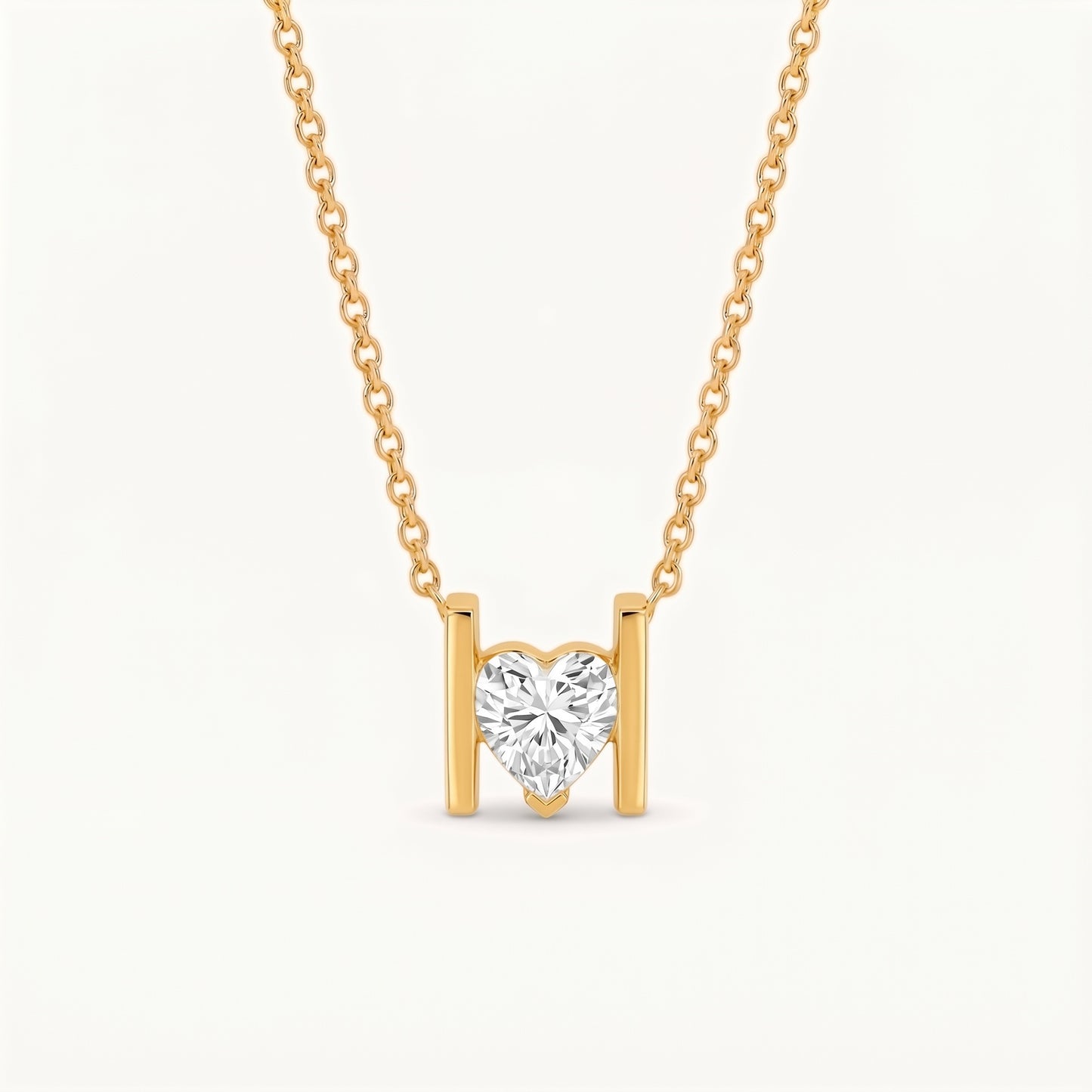 White Diamond Single Or Double-stone Heart-shaped Marquise Necklace