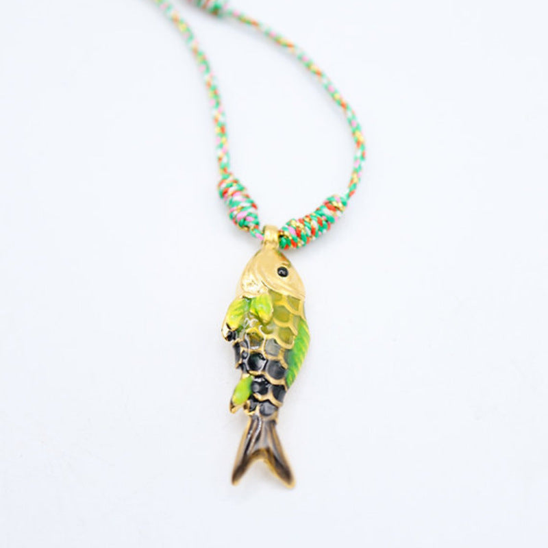 Colorful Rope Ocean Little Fish Stainless Steel Pendant Colorful Necklace