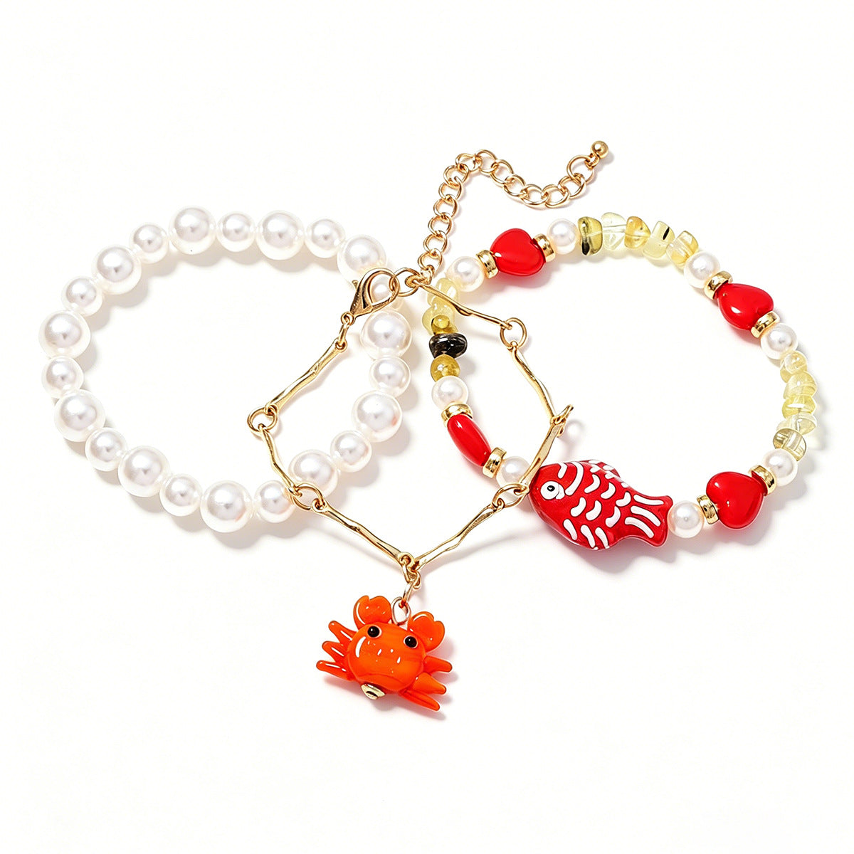 Fresh And Sweet Summer Sea Creature Pendant Beaded Bracelet