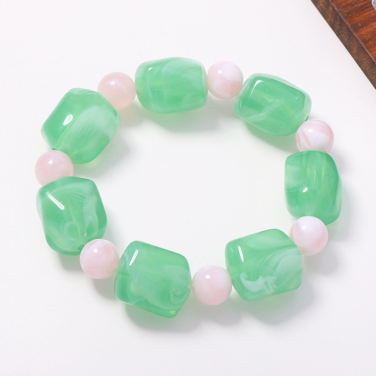 Macaron Gradient Square Beaded Bracelet Dopamine-Boosting And Fresh For Women