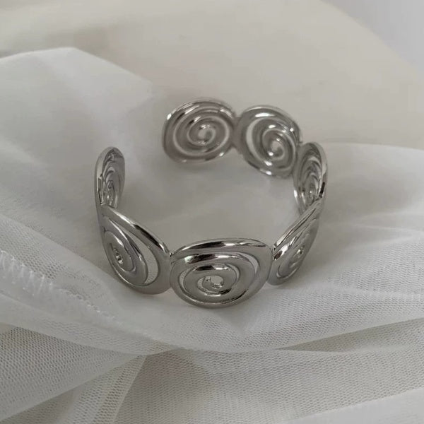 Adjustable Open-ended Ring Bracelet With Linear Design