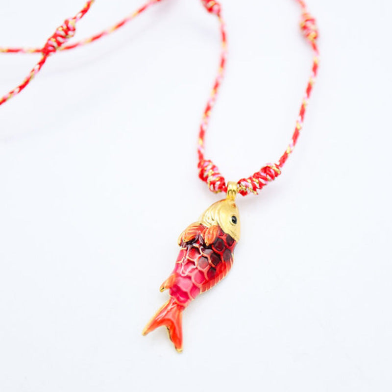 Colorful Rope Ocean Little Fish Stainless Steel Pendant Colorful Necklace