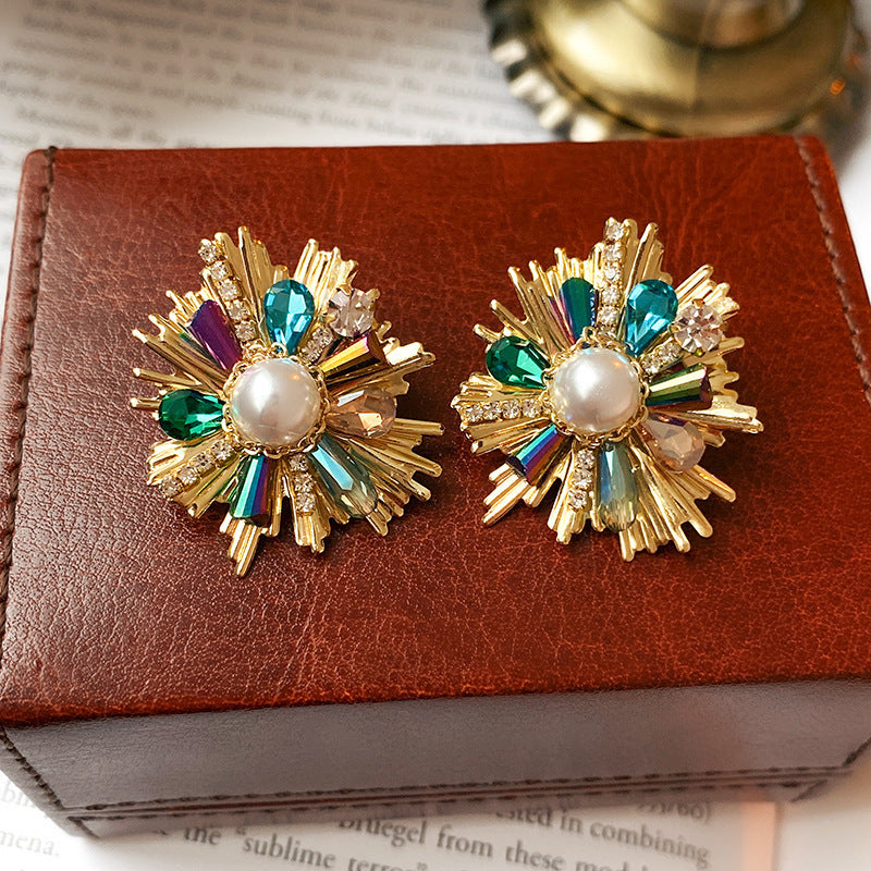 925 Silver Pin Vintage Rhombus Crystal Fringe Earrings For Women Light Luxury Tassel Fashion