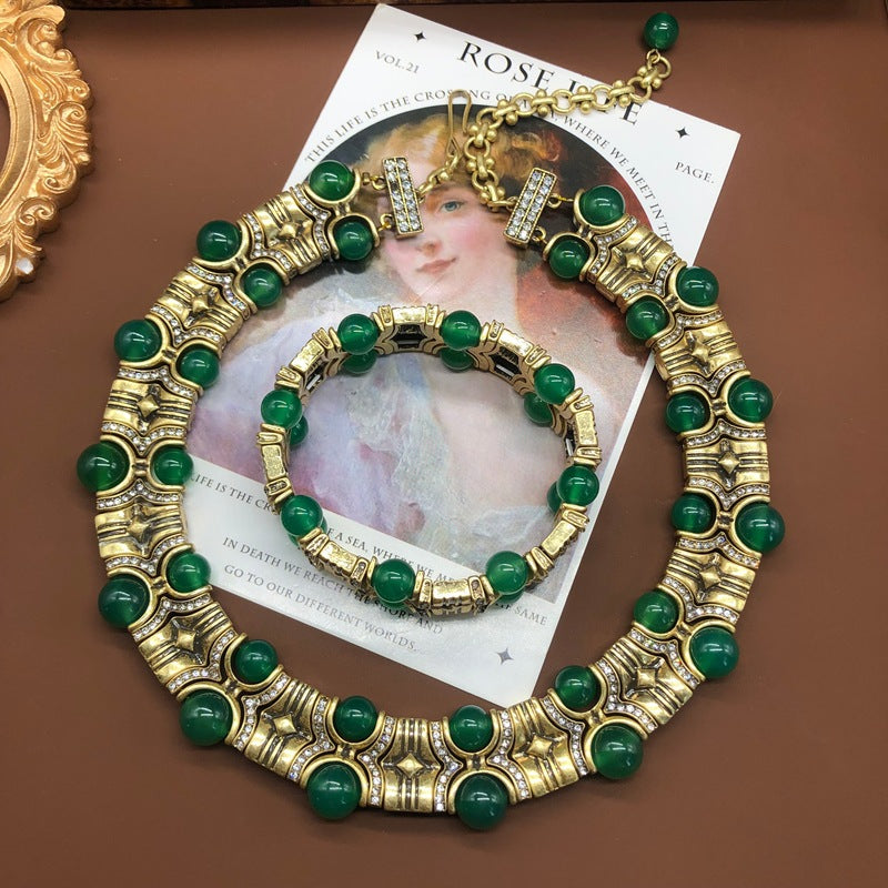 Rhinestone-encrusted Vintage Bead Necklace