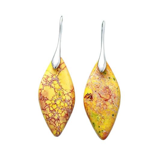 Yellow Natural Stone Leaf Earrings