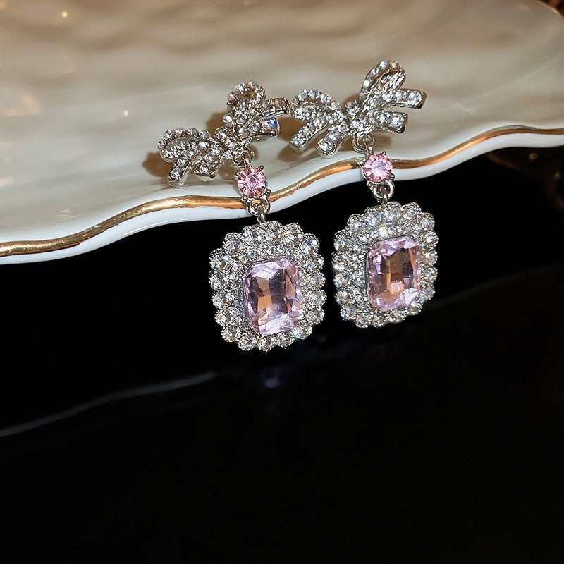 Abstract Geometric Earrings For Women Vintage Rhinestone Drop Pendant Niche Design