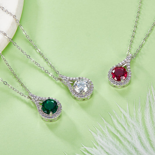 S925 Silver Teardrop Halo Necklace
