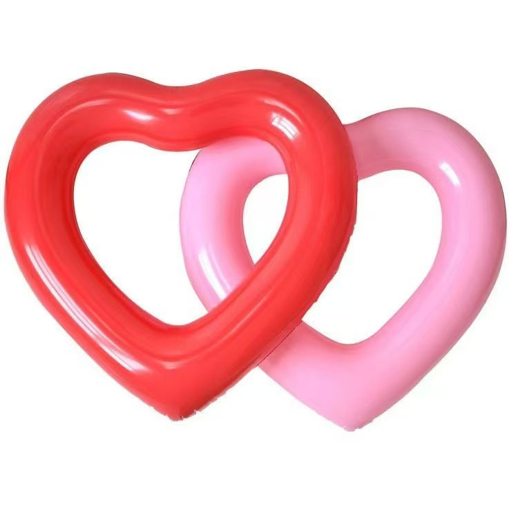 Inflatable Swimming Ring Thickened PVC Heart-shaped Float With Sequins