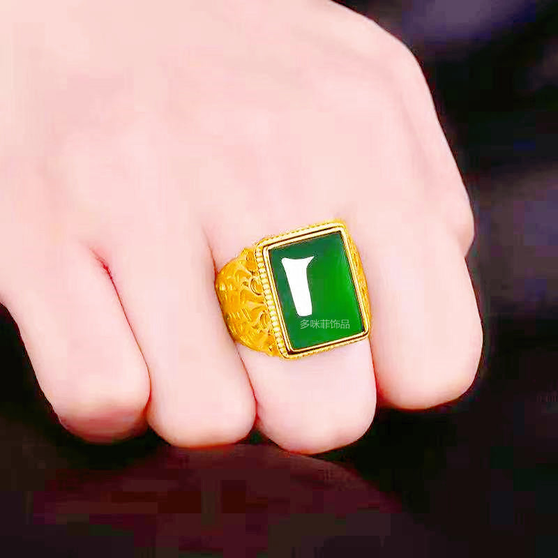 Mens Simple And Personalized Agate Ring