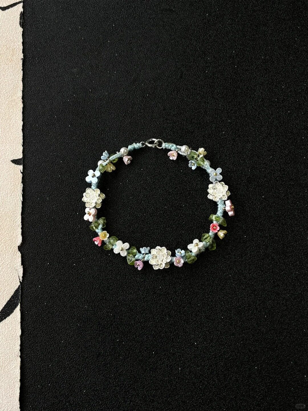 S925 Sterling Silver-plated Lotus Flower Colorful Braided Bracelet