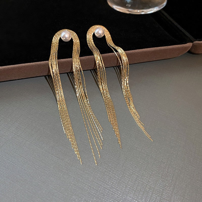 Silver Needle Retro Earrings For Women Round Flower Tassel Metal Vintage Studs