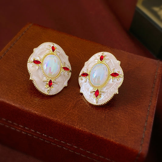 Medieval Enamel Scroll Drop Earrings