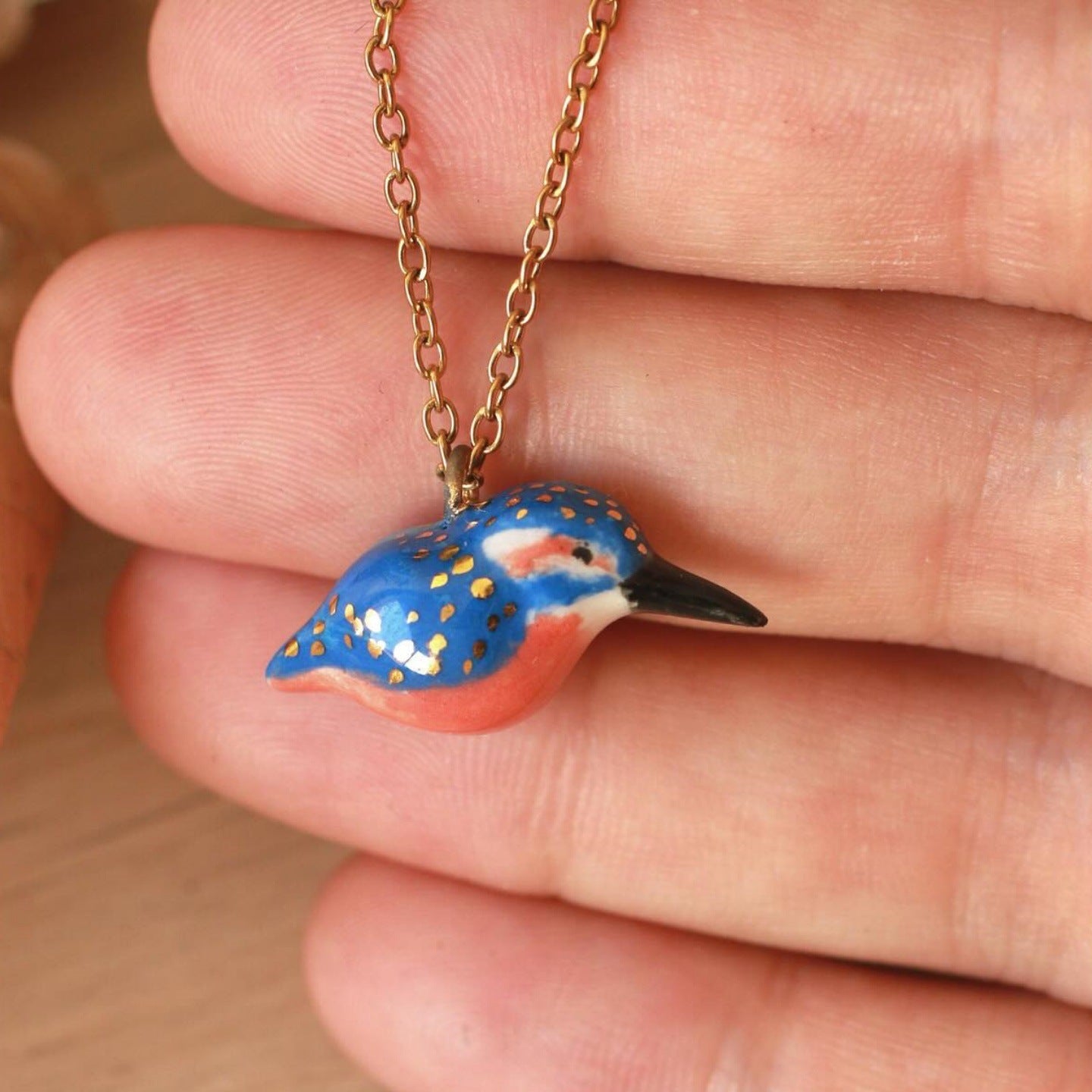 Stainless Steel Vintage Red Hand-Painted Book Necklace