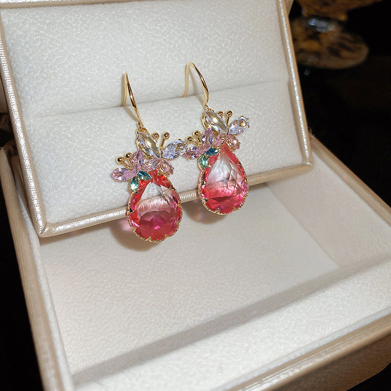 Vintage Crystal Pendant Earrings For Women Geometric Retro Studs Rhinestone Premium Gift