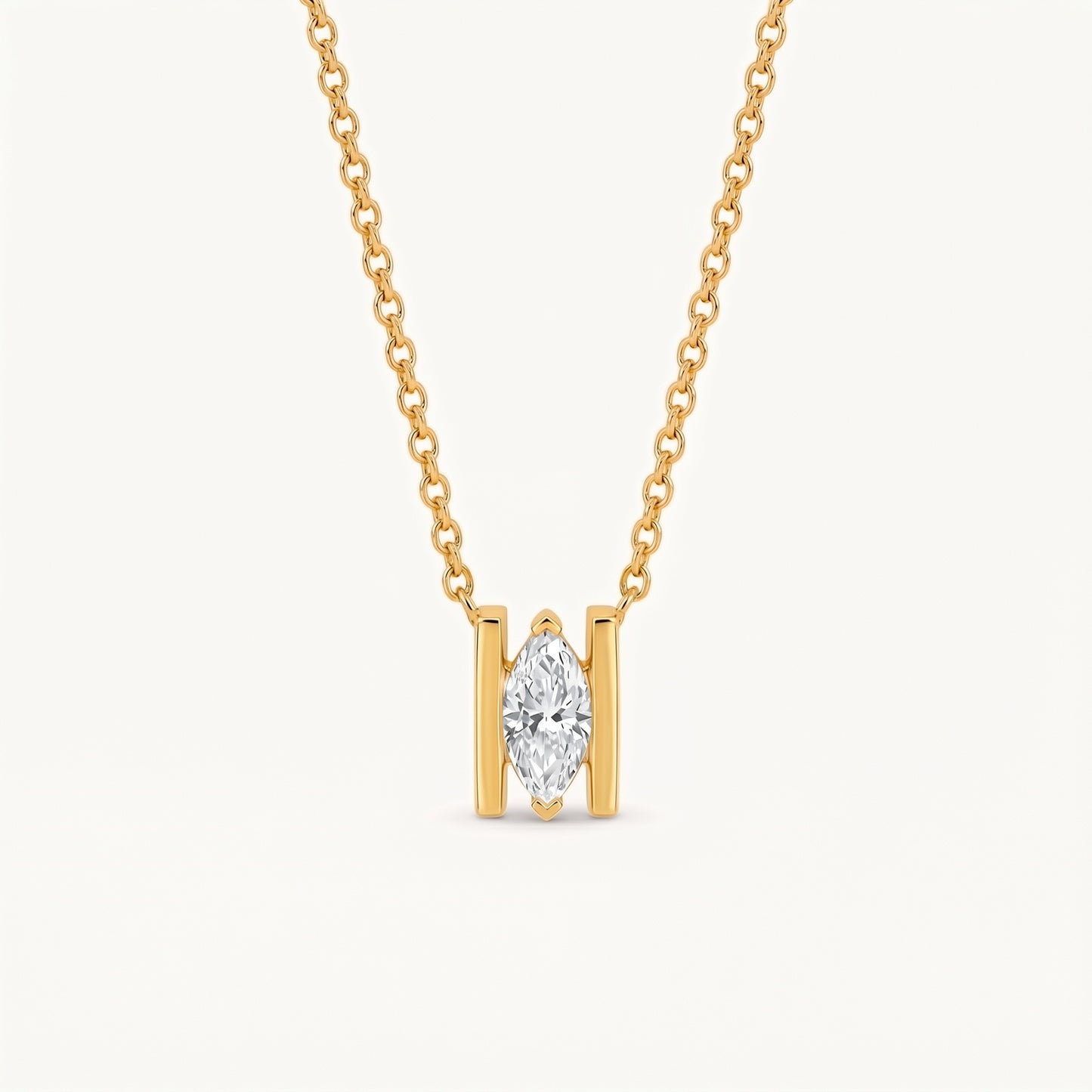White Diamond Single Or Double-stone Heart-shaped Marquise Necklace