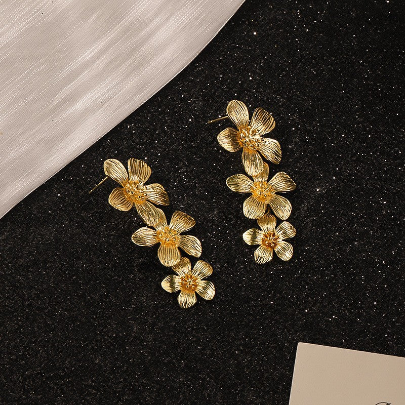 Retro Diamond Drop Earrings Female Vintage Geometric Studs Cubic Zirconia High End Jewelry Gift