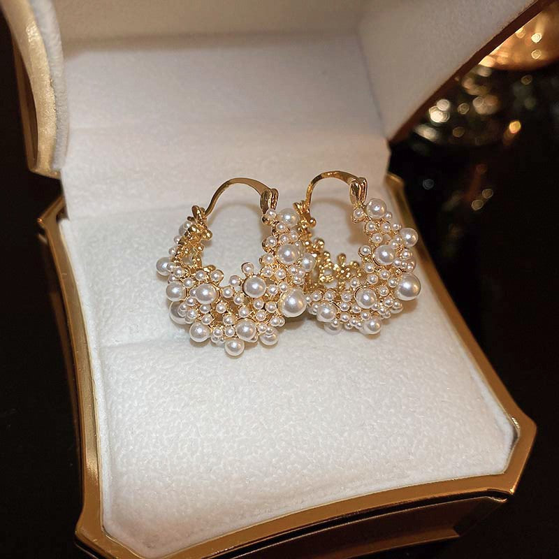 Silver Needle Personality Geometric Earrings Women Flower Rhinestone Niche Versatile