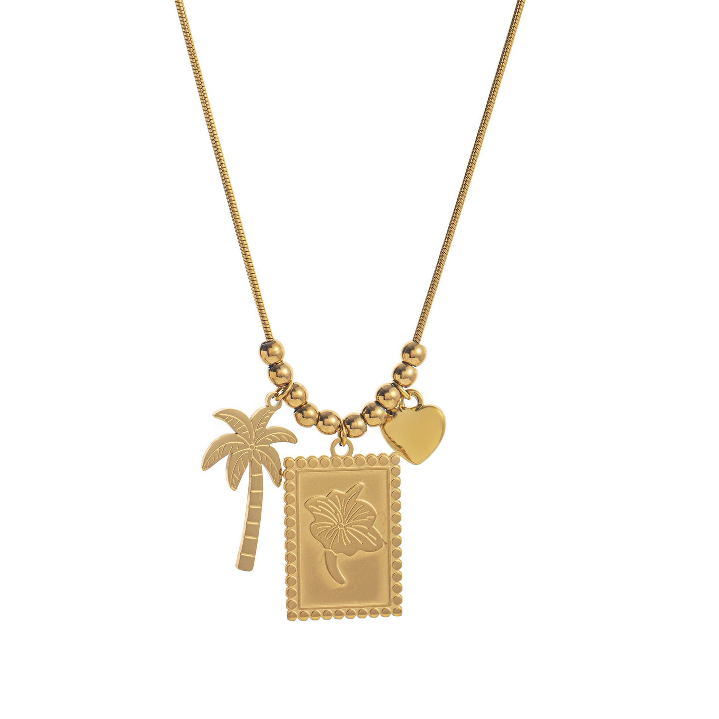 Stainless Steel Cool Coconut Tree Necklace