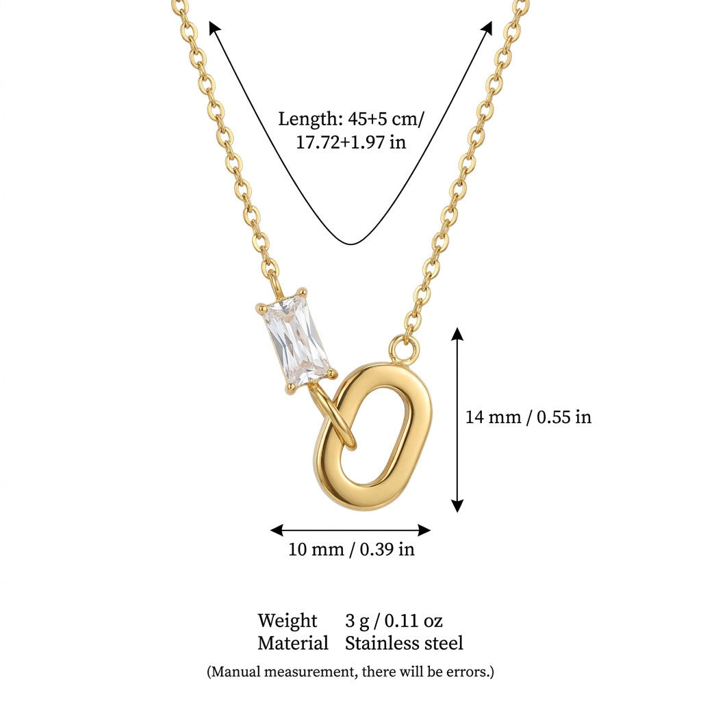 Womens Stainless Steel Emerald Pendant Necklace