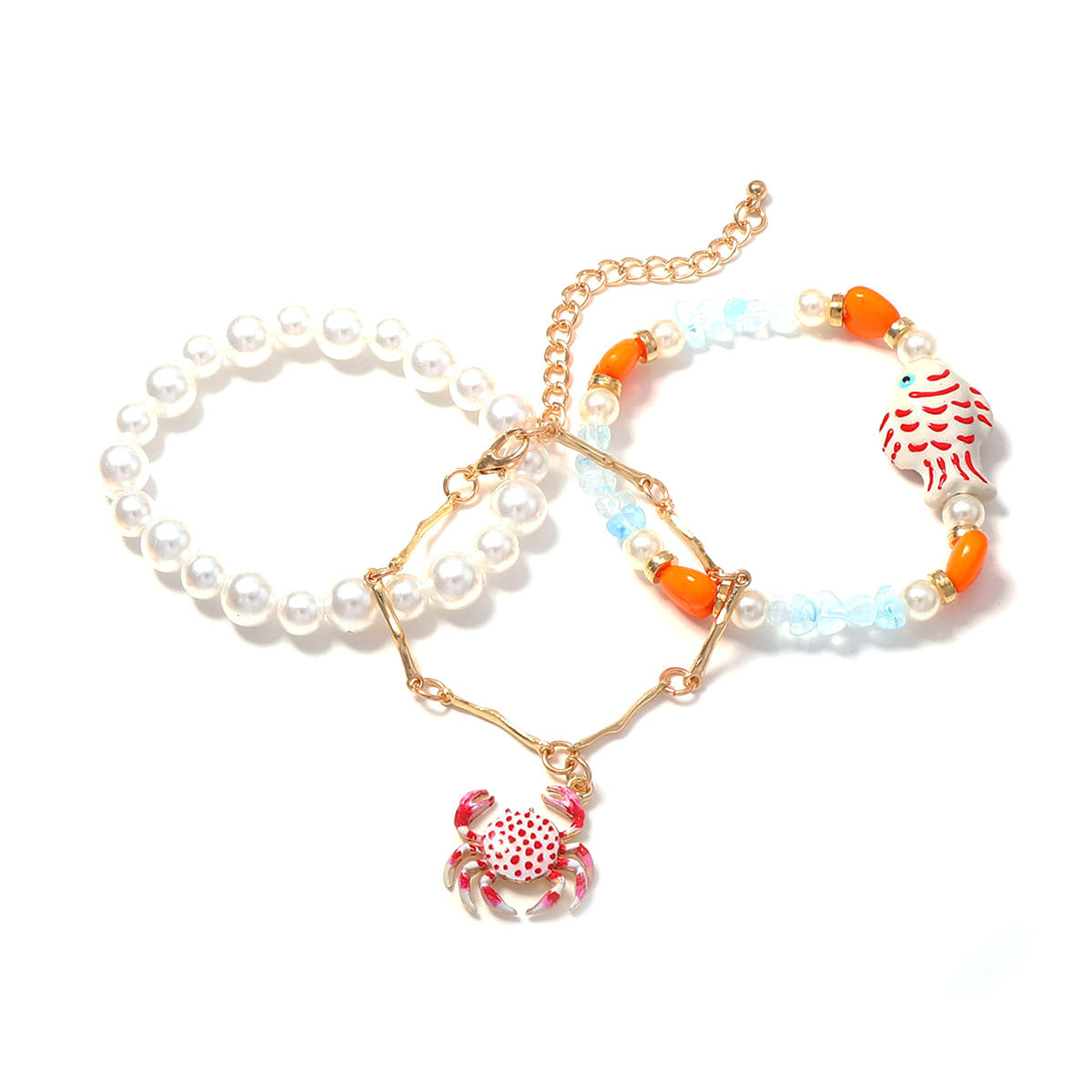 Fresh And Sweet Summer Sea Creature Pendant Beaded Bracelet