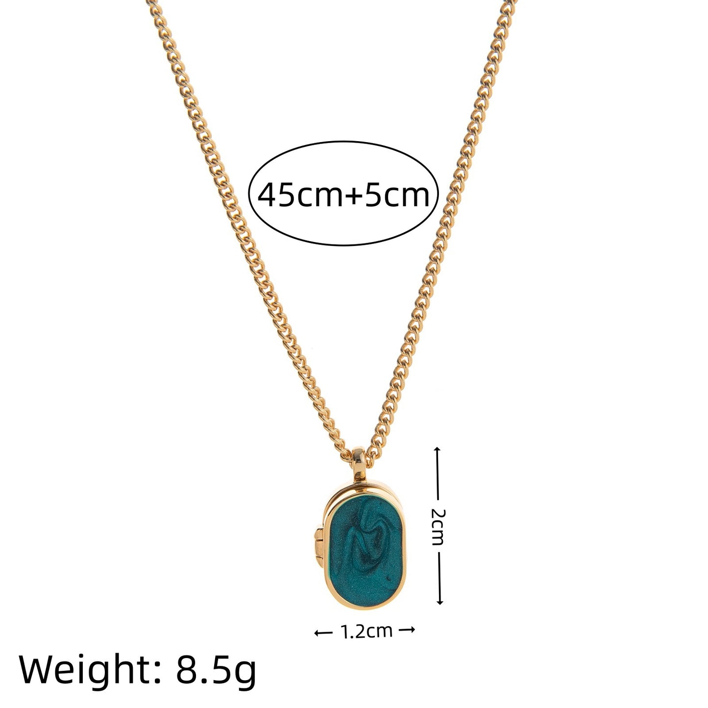 Stainless Steel Heart Square And Round Necklace