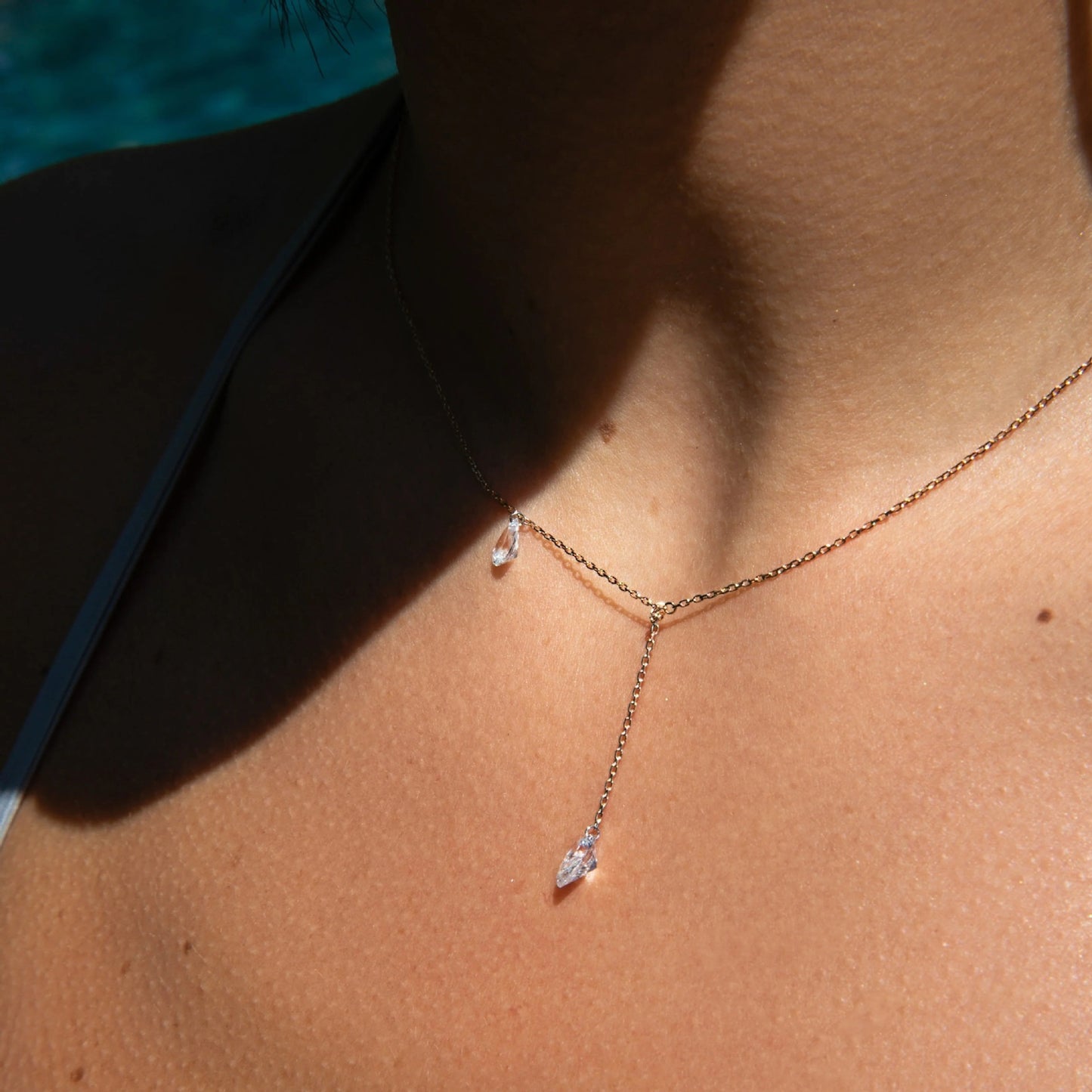 Water-drop Diamond Tassel Multi-stone Water-drop Diamond Staggered Tassel Necklace
