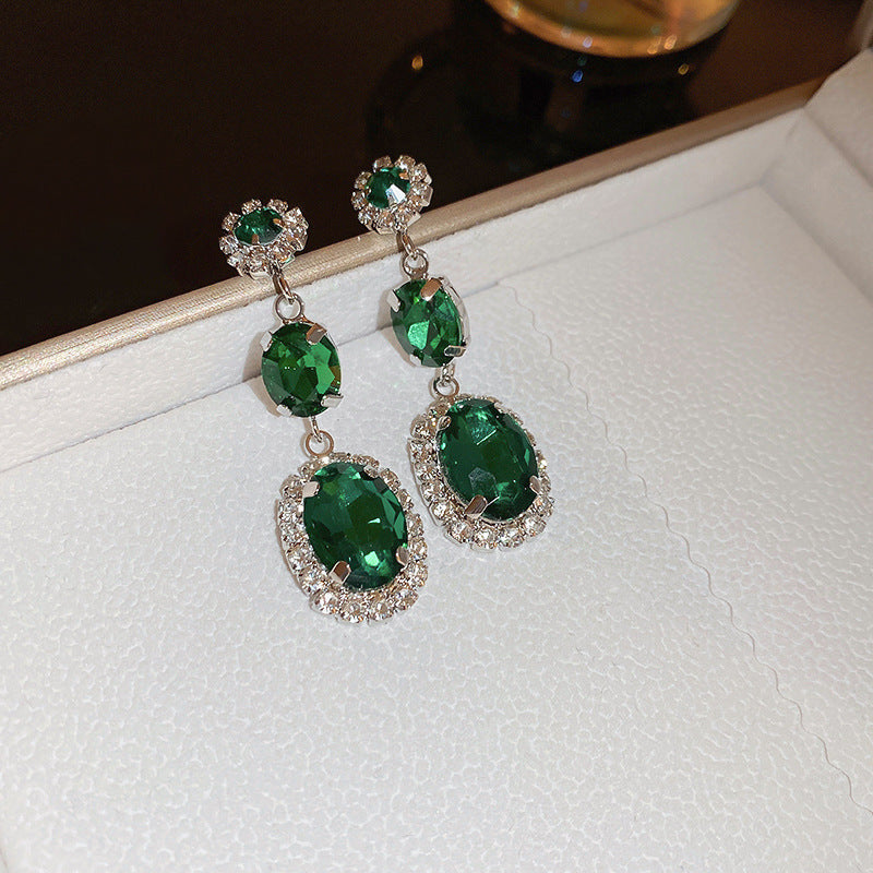 Vintage Crystal Pendant Earrings For Women Geometric Retro Studs Rhinestone Premium Gift