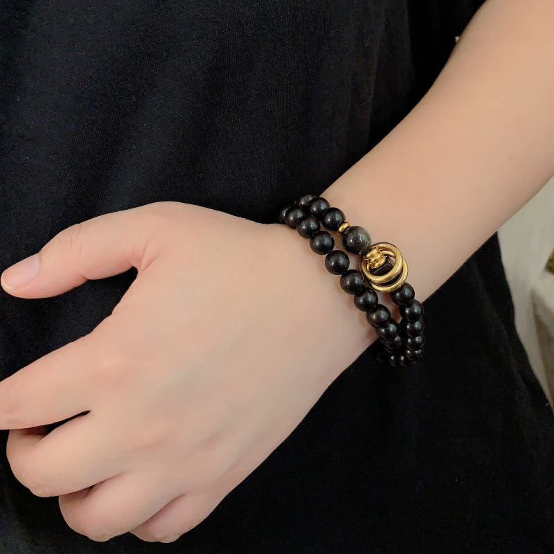 Ebony Double-layer Bracelet, Niche Ethnic Style For Men And Women