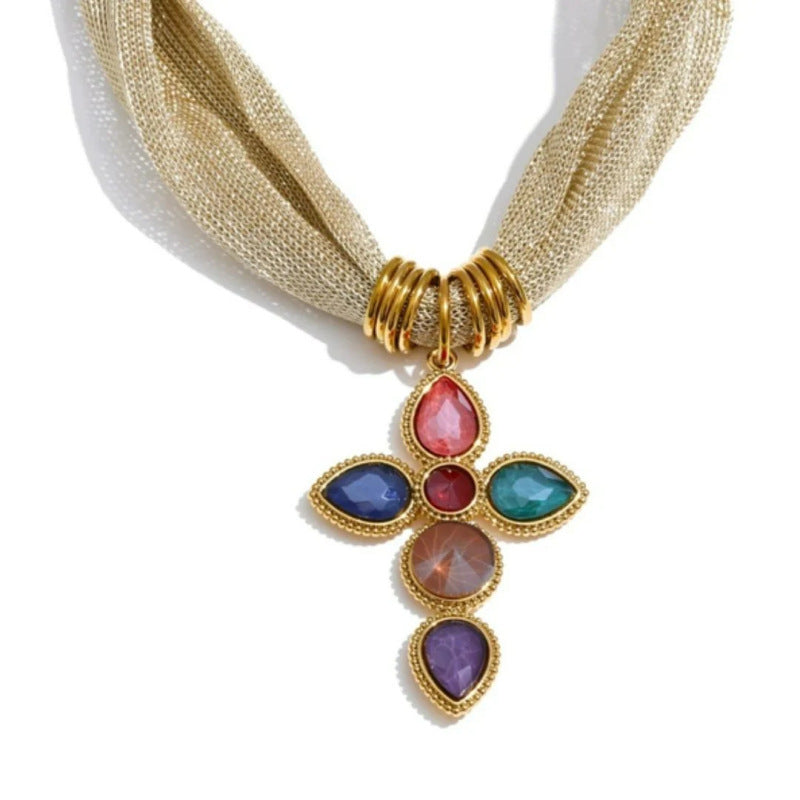 Stainless Steel Cross Pendant Necklace For Women