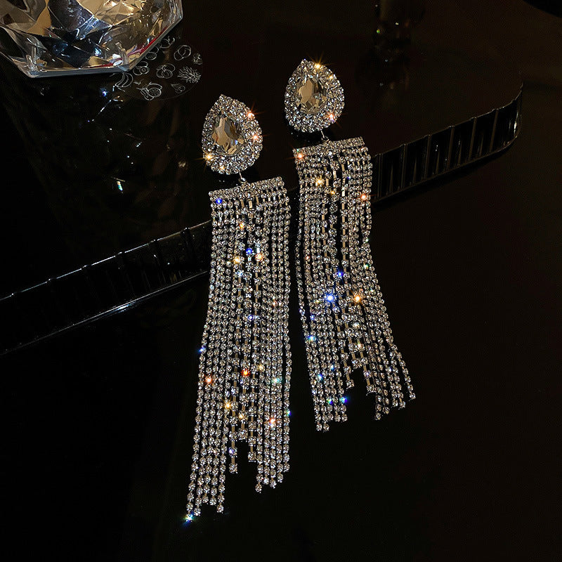 Vintage Retro Geometric Earrings Women CZ Pendant Studs Light Luxury High Sense Niche Jewelry