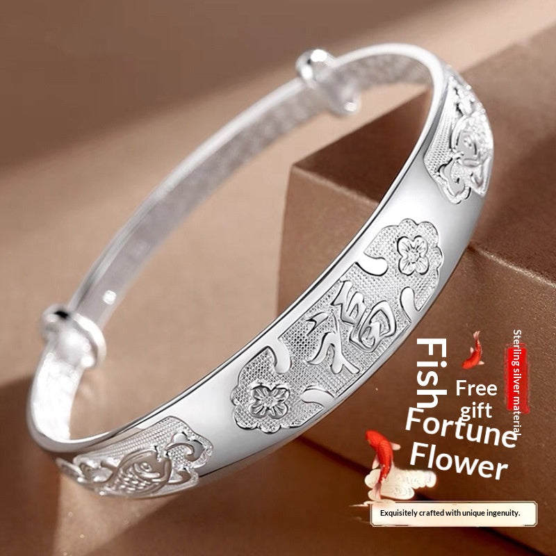 S999 Sterling Silver Womens Silver Bracelet