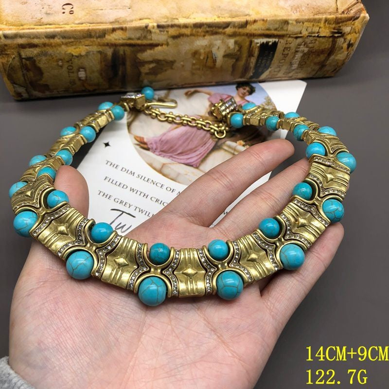 Rhinestone-encrusted Vintage Bead Necklace