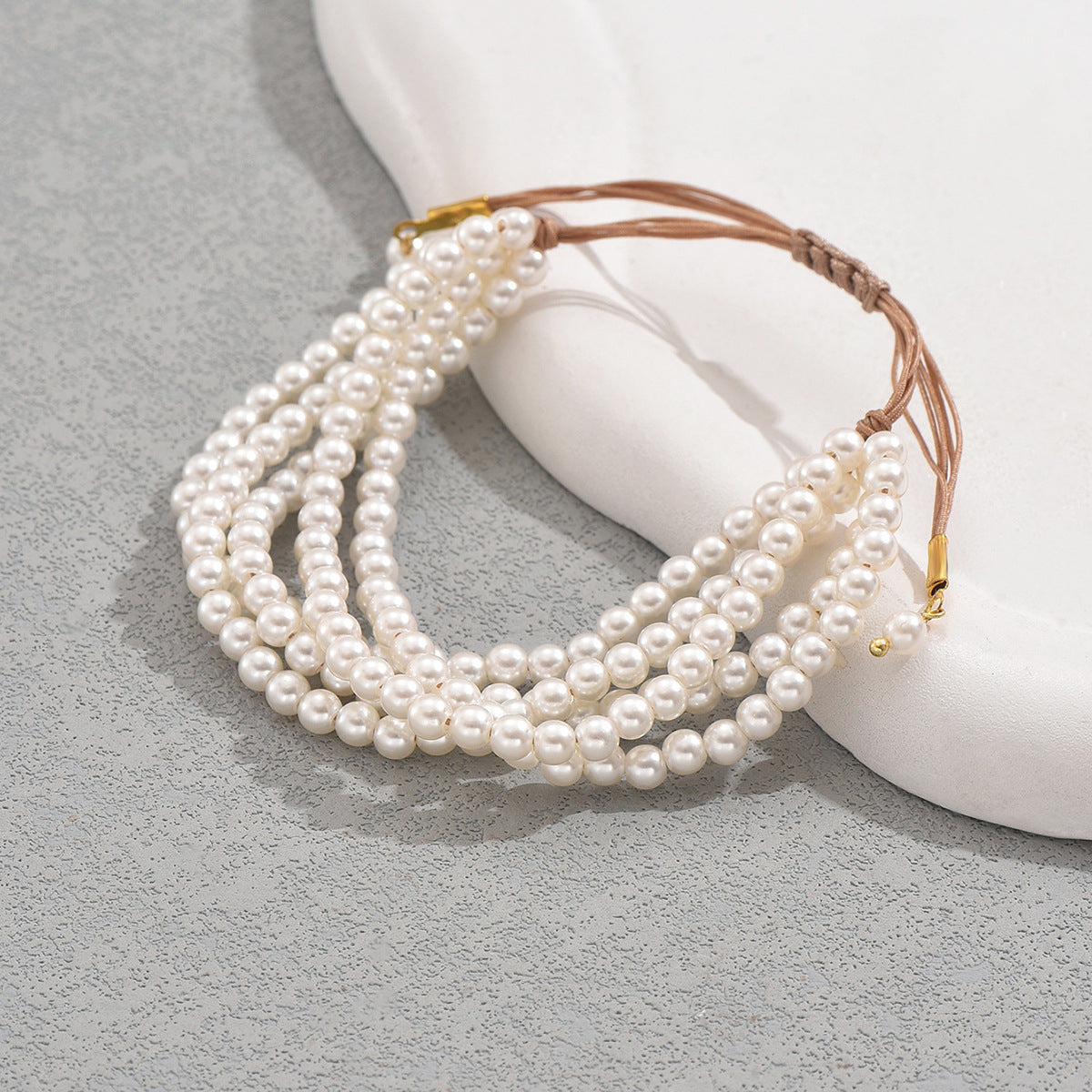 European American Multi-Layer Women Bracelet, Unique Strung Faux Pearl Niche Adjustable Premium Texture Wrist Jewelry, Versatile Daily Hand Accessories