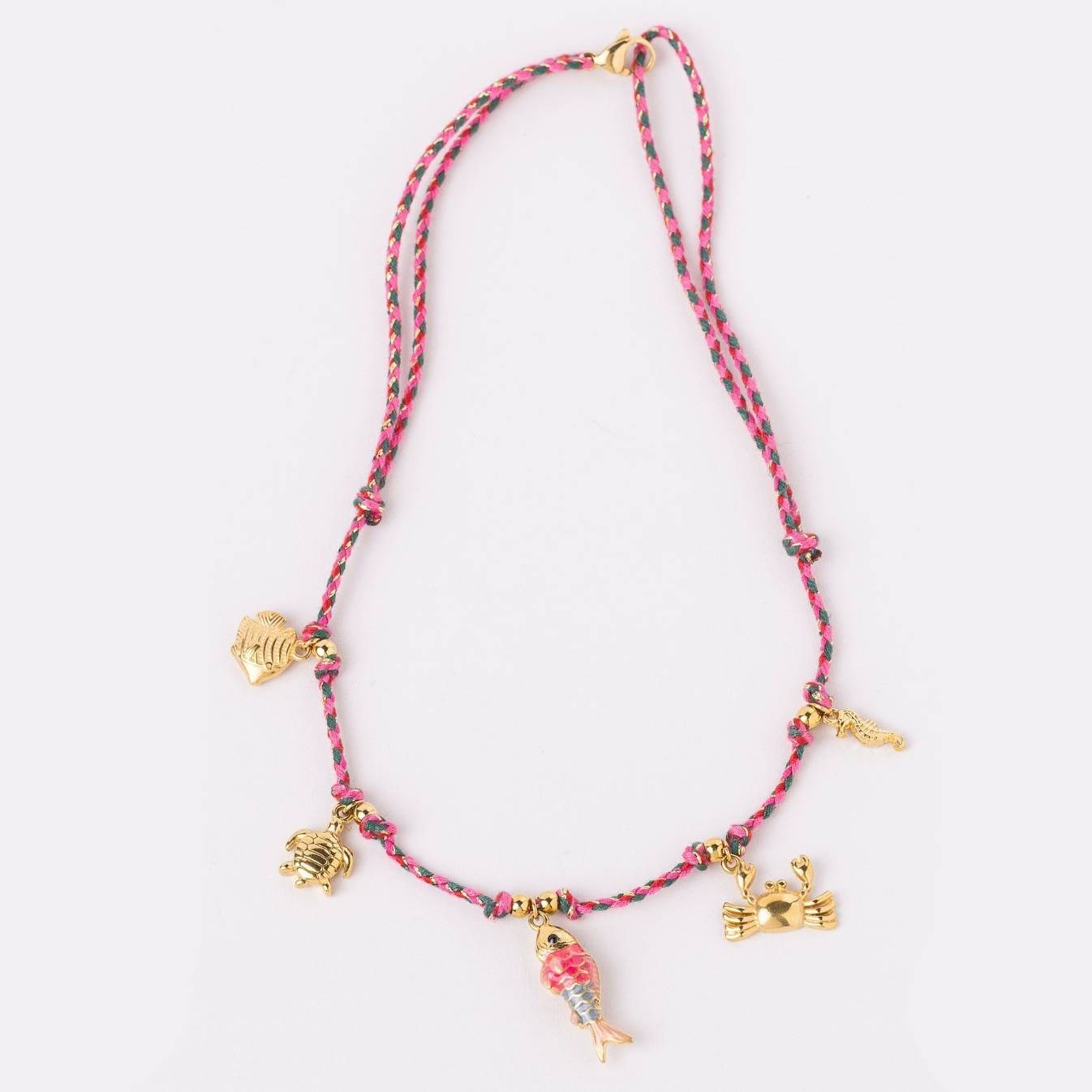 Colorful Rope Ocean Little Fish Stainless Steel Pendant Colorful Necklace