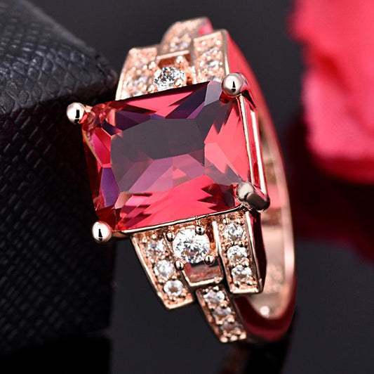Geometric Rose-gold Plated Ring Jewelry