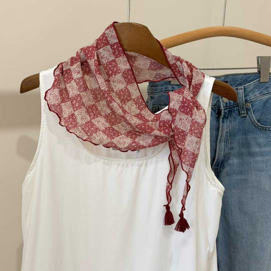 Floral Plaid Tassel Scarf - Thread Theory