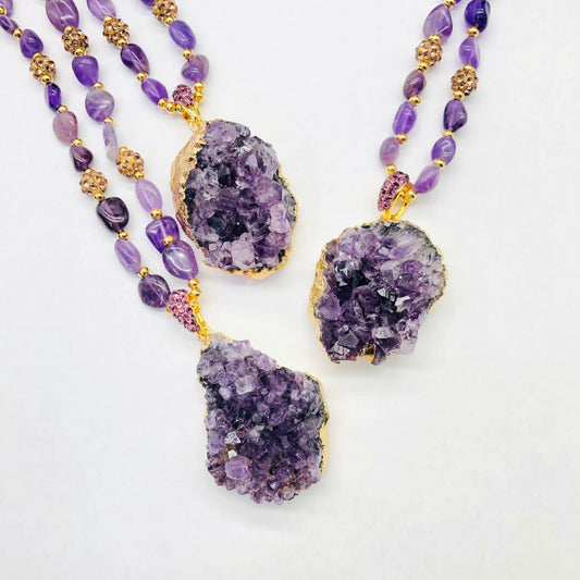 Amethyst Crystal Pendant Necklace