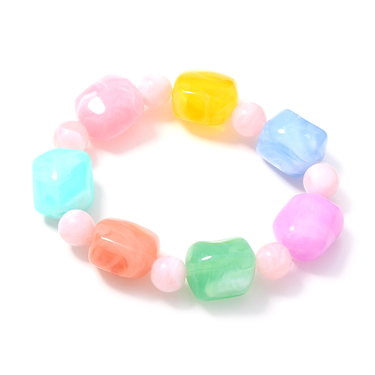 Macaron Gradient Square Beaded Bracelet Dopamine-Boosting And Fresh For Women