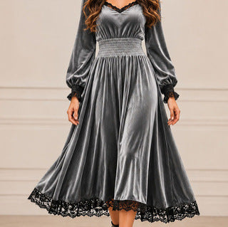 Lace Velvet Evening Dress - Thread Theory