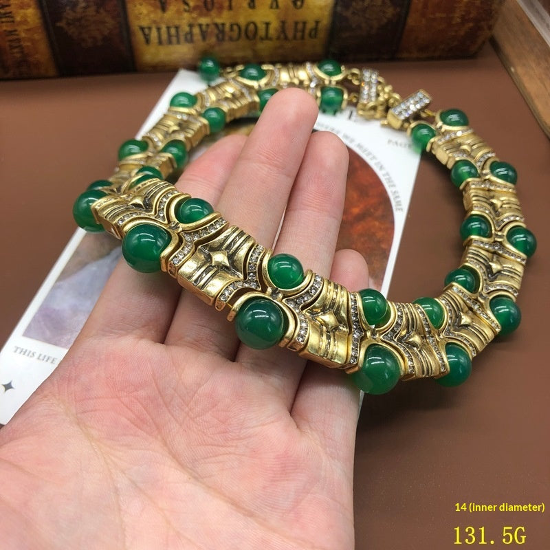 Rhinestone-encrusted Vintage Bead Necklace