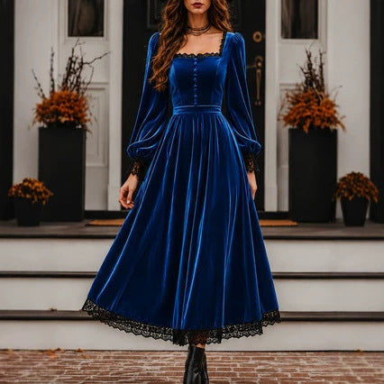 Square-Neck Velvet Dress - Thread Theory