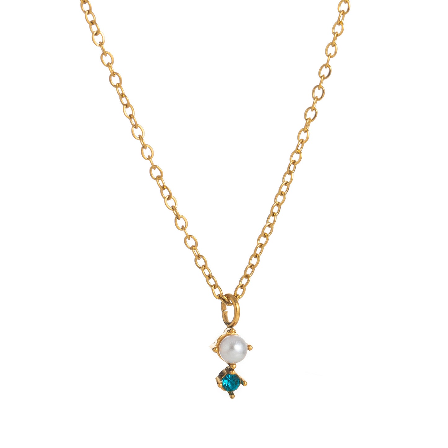 Titanium Steel 12 Birthstone Zircon Womens Necklace