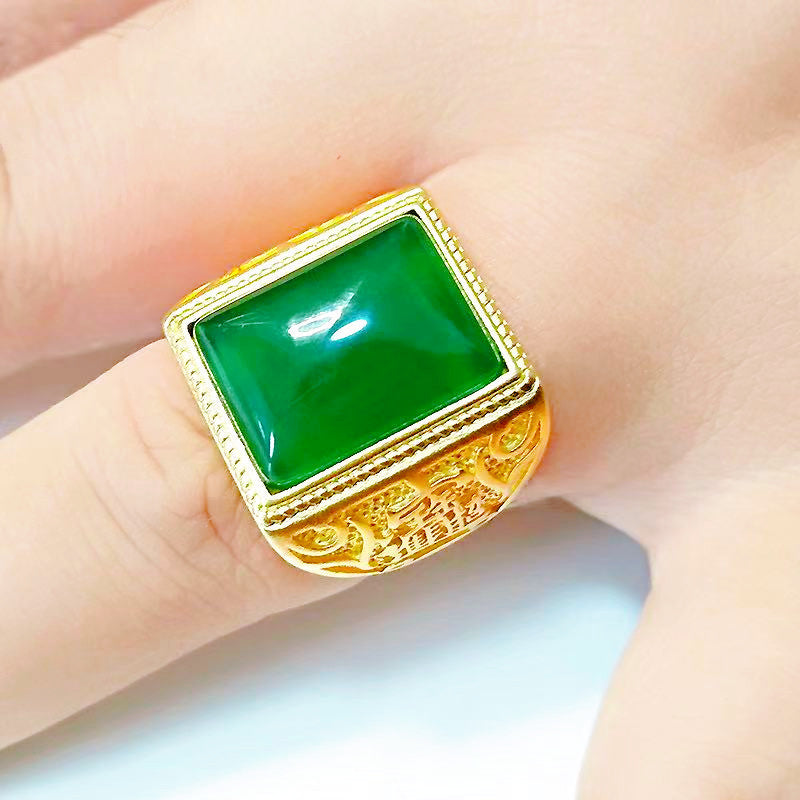 Mens Simple And Personalized Agate Ring