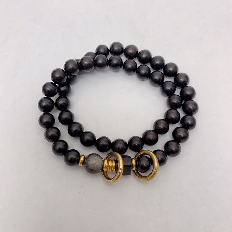 Ebony Double-layer Bracelet, Niche Ethnic Style For Men And Women
