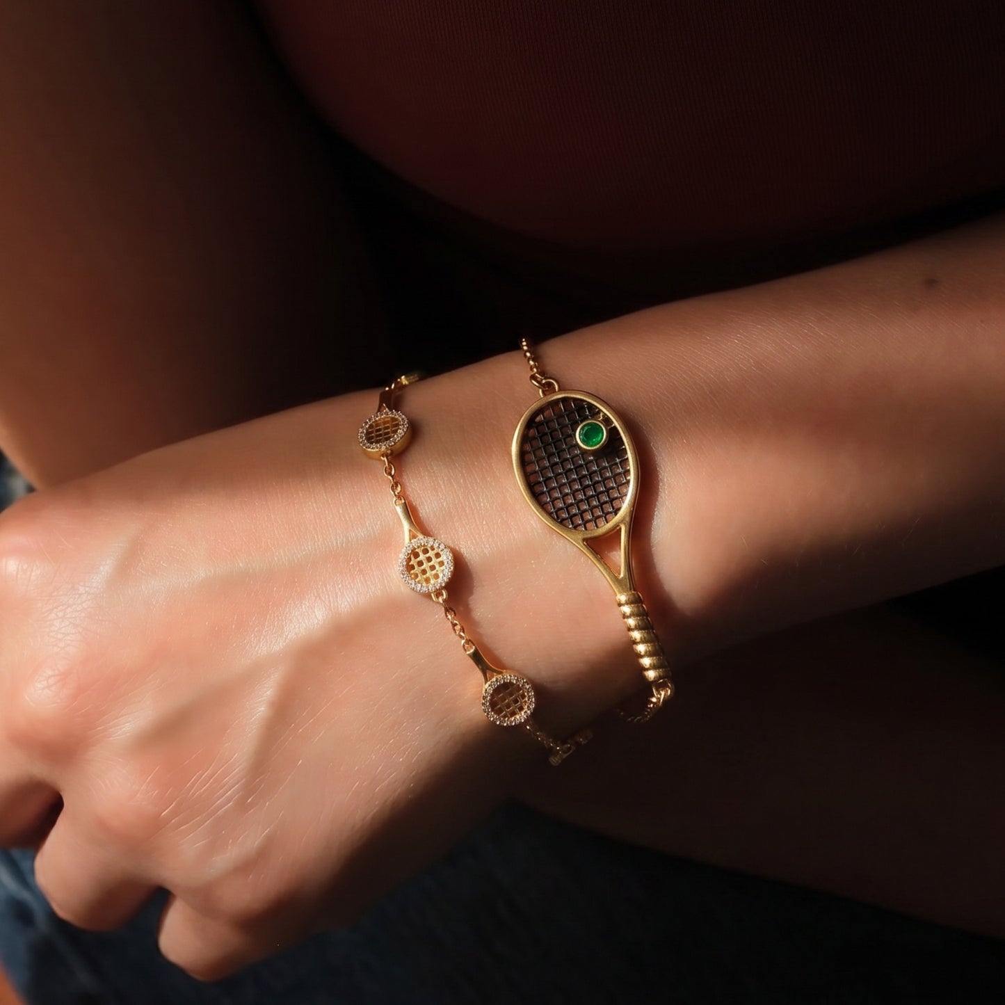 Diamond-studded Star Racket Bracelet