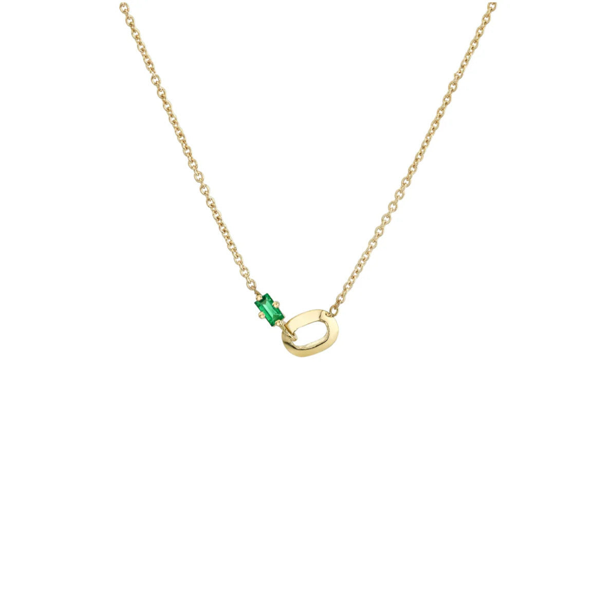 Womens Stainless Steel Emerald Pendant Necklace